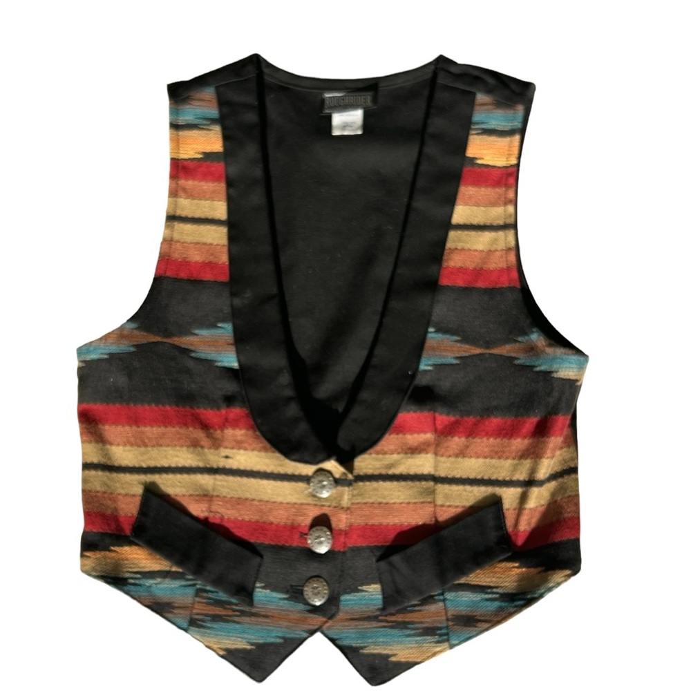 VINTAGE ROUGHRIDER BY CIRCLE T WESTERN VEST SOUTHWEST VIBES SMALL